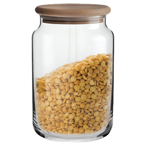 cSzklany słoik z drewnianą pokrywką na żywność, produkty suche 15cm, 970ml