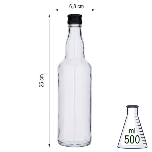 BUTELKA NA WÓDKĘ 500ML x12SZT. + ZAKRĘTKI