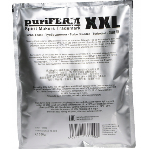 drożdże gorzelnicze PuriFerm XXL TURBO MOCNE na 100 LITRÓW