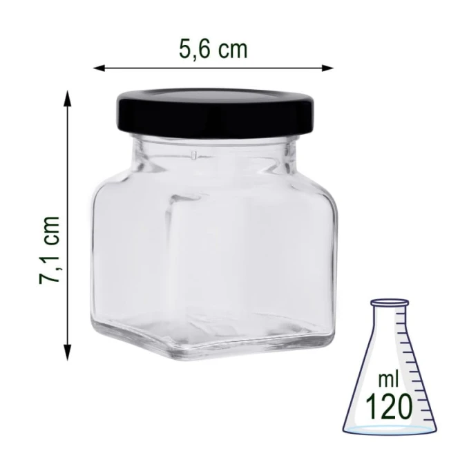Słoik szklany 120 ml KWADRAT x 24 szt.